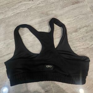 ALO Yoga Black Racerback Sports Bra with Elastic Band